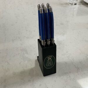 Laguiole Blue Steak Knife Set with Black Block